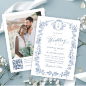 Invitation Code QR de l'Orné victorien Grace Blue Floral Mari