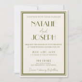 Invitation Code QR de luxe vert olive argent ancien mariage é (Devant)