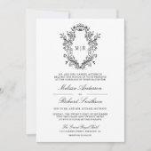 Invitation Code QR de mariage à armoiries en chinoiserie noir (Devant)