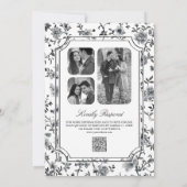Invitation Code QR de mariage à armoiries en chinoiserie noir (Dos)