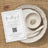 Invitation Code QR de mariage à bordure linéaire et écriture 