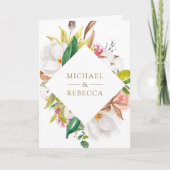 Invitation Code QR de mariage à fleurs rose blush et esperlue (Devant)