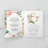 Invitation Code QR de mariage à fleurs rose blush et esperlue (Intérieur)