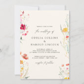 Invitation Code QR de mariage à la crème de fleur sauvage col (Devant)