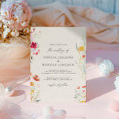 Invitation Code QR de mariage à la crème de fleur sauvage col