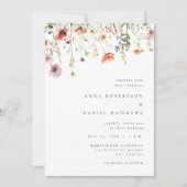 Invitation Code QR de mariage à la fantaisie de fleurs sauvag (Devant)