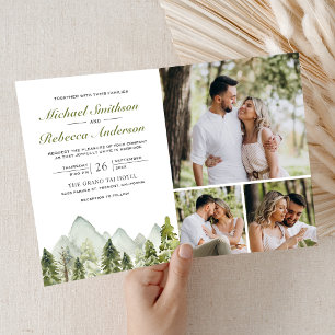 Invitation Code QR de mariage à la montagne et forêt de pins