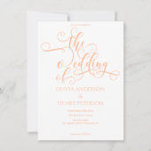 Invitation Code QR de mariage à la pêche blanche calligraphie (Devant)