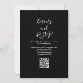 Invitation Code QR de mariage à la végétation en noir et blan (Dos)