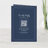 Invitation Code QR de mariage à l'aquarelle bleu marine flora (Dos)