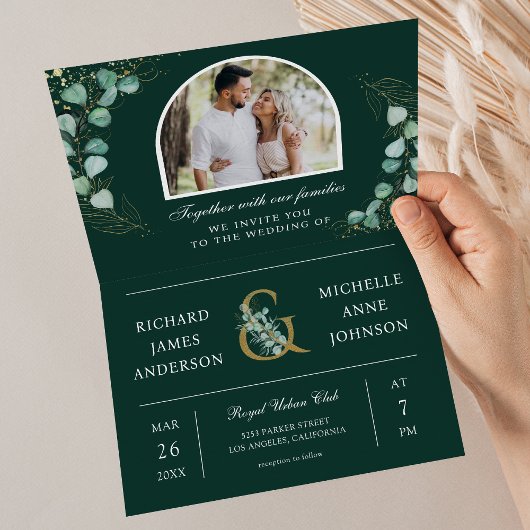 Invitation Code QR de mariage à l'arche d'eucalyptus Photo Em