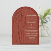 Invitation Code QR de mariage à l'arche en terre cuite (Debout devant)