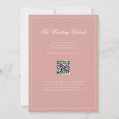 Invitation Code QR de mariage à l'écriture avec bordure Rose  (Dos)