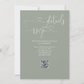 Invitation Code QR de mariage à l'écriture cursive vert sauge (Dos)