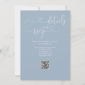 Invitation Code QR de mariage à l'écriture de cœur bleu pouss (Dos)