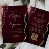 Invitation Code QR de mariage à l'écriture en agate rouge de