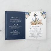 Invitation Code QR de mariage à l'encre bleue marine à motif (Intérieur)