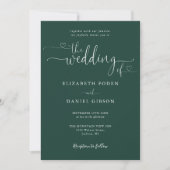 Invitation Code QR de mariage à l'encre verte émeraude (Devant)