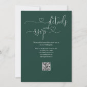 Invitation Code QR de mariage à l'encre verte émeraude (Dos)
