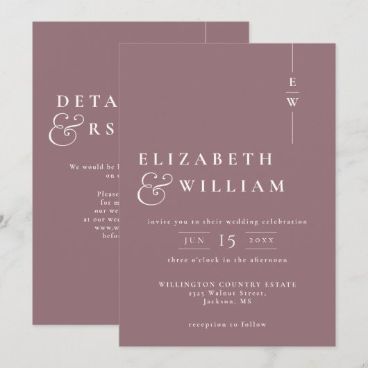 Invitation Code QR de mariage à monogramme moderne minimalist (Devant / Derrière)