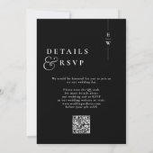 Invitation Code QR de mariage à monogramme moderne noir et bl (Dos)