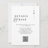 Invitation Code QR de mariage à monogramme moderne noir et bl (Dos)