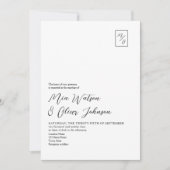 Invitation Code QR de mariage à monogramme noir et blanc mini (Devant)