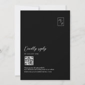 Invitation Code QR de mariage à monogramme noir et blanc mini (Dos)