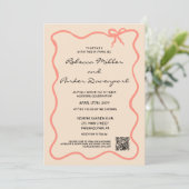 Invitation Code QR de mariage à rayures peintes à l'arc (Debout devant)