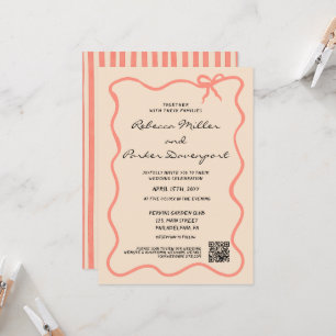 Invitation Code QR de mariage à rayures peintes à l'arc