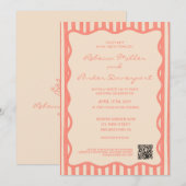Invitation Code QR de mariage à rayures peintes fantaisistes (Devant / Derrière)