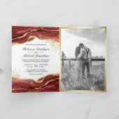 Invitation Code QR de mariage abstrait encre dorée Bourgogne (Intérieur)