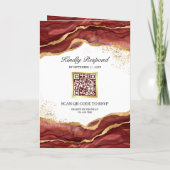 Invitation Code QR de mariage abstrait encre dorée Bourgogne (Dos)