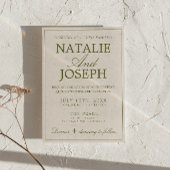 Invitation Code QR de mariage argent ancien vert olive élégan
