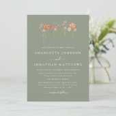 Invitation Code QR de mariage automnal aux fleurs sauvages, v (Debout devant)