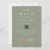 Invitation Code QR de mariage automnal aux fleurs sauvages, v (Dos)