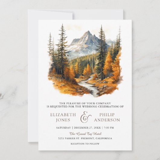 Invitation Code QR de mariage automne rustique forêt de monta (Devant)