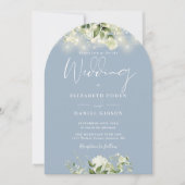 Invitation Code QR de mariage avec arche de photos en bleu po (Devant)