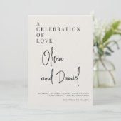 Invitation Code QR de mariage avec écriture violette prune (Debout devant)