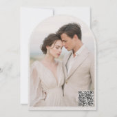 Invitation Code QR de mariage avec photo d'arche de monogramm (Dos)
