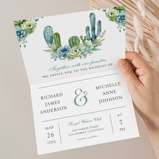 Invitation Code QR de mariage avec photo de cactus de verdure