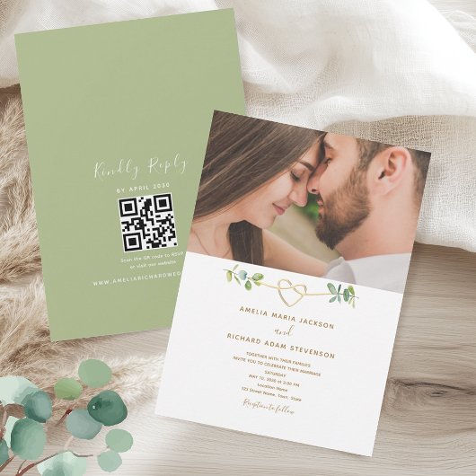 Invitation Code QR de mariage avec photo de verdure