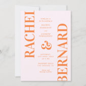 Invitation Code QR de mariage avec une typographie rose et or (Devant)