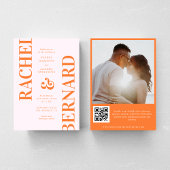 Invitation Code QR de mariage avec une typographie rose et or
