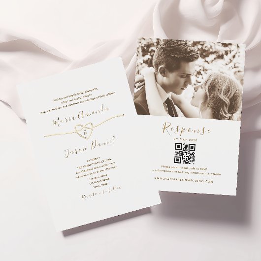 Invitation Code QR de mariage blanc classique