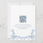 Invitation Code QR de mariage bleu poussiéreux orné de la Ren (Dos)