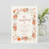 Invitation Code QR de mariage bohème aux fleurs sauvages (Debout devant)