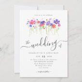 Invitation Code QR de mariage bohème aux fleurs sauvages colo (Devant)