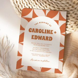 Invitation Code QR de mariage bohème coloré ondulé rétro groo