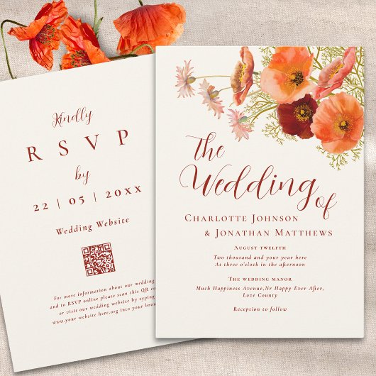 Invitation Code QR de mariage Boho Wildflower